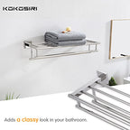 KOKOSIRI Bathroom Towel Rack Towel Holder 20 Inch Towel Shelf with Double Towel Bars Wall Mounted SUS 304 Stainless Steel, Polished Chrome, B6005CH-L20 - color: Polished Chrome, size: 20 Inch