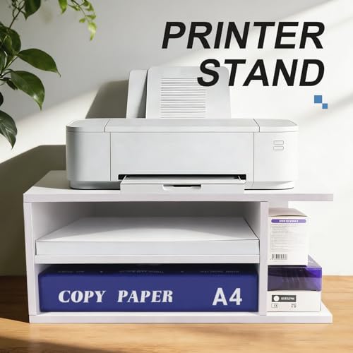 SONGWAY Printer Stand with Storage for Desk - Desktop Printer Shelf, Monitor Stand Riser, Desk Paper Storage Organizer for Home Office