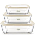 Urban Green Glass Food Container Set with Silicone Glass Lid, 3 Pack, Airtight, LeakProof, 100% Plastic Free, Meal Prep Containers (White Color) - color: White Sand-RT