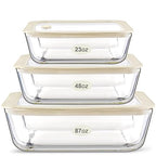 Urban Green Glass Food Container Set with Silicone Glass Lid, 3 Pack, Airtight, LeakProof, 100% Plastic Free, Meal Prep Containers (White Color) - color: White Sand-RT