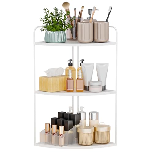 Forest Angle Bathroom Counter Organizer,Countertop Organizer,Vanity Organizers,Bathroom Storage,Bathroom Sink Caddy,Counter Shelf,Corner Counter,Corner Shelves(White) - color: White 3 Tier