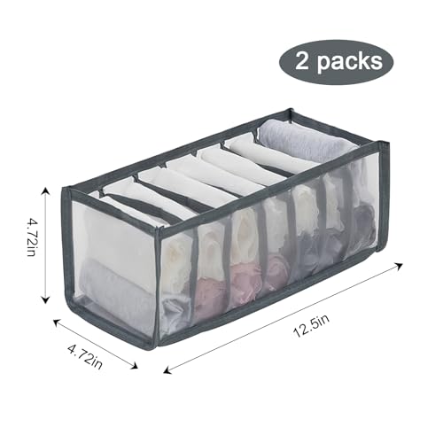 7 Compartment Underwear Organizer Storage Box Foldable Divider Closet Drawer Organizer for Bras Socks Lingerie(Grey) - color: Grey, size: 7 Grids