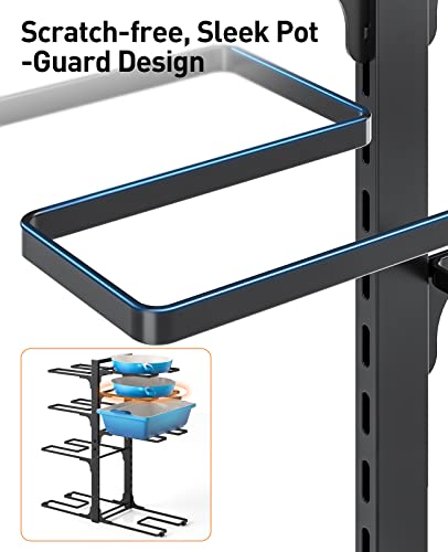 ORDORA Pots and Pans Organizer: under Cabinet, 20.8" Height Heavy Duty 120LBS Pots Pans Organizer Rack for under Cabinet 8-Tier Adjustable for Big Stockpots, Dutch Oven, Cast-iron Pans, Heavy Cookware - size: L-21"H-HeavyDuty