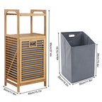 3-Tier Organizer Storage Shelf with Bamboo Frame and Pull Out Fabric Baskets Storage Drawers Unit,Laundry Towel Hamper Cabinet Tower Three Part Compartment Sorter Basket (2-Tier,Style 1) - style: 2-Tier,Style 1