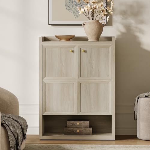 SICOTAS Shoe Cabinet Storage for Entryway - 24-Pair Shoe Cabinets with Doors and Adjustable Shelves, Farmhouse 33.9" Wide 7-Tier Shoes Storage Cabinet for Mudroom Closet Hallway, Grey White Oak - color: Grey White Oak, size: 1 Piece