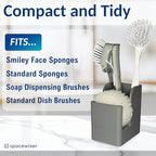 Spacewiser TidyNook Silicone Sink Caddy - Sponge Holder for Kitchen Sink, Dish Brush Holder, Fits Scrub Daddy Sponges, Scrub Mommy, and all Dish Sponges, Compact Kitchen Sinks Organizer Caddy, No Rust - color: Modern Gray