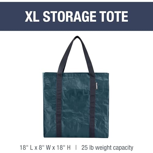 CleverMade Tall Frakta Reusable Grocery Tote - 42L - Pack of 2 - Ocean Blue - Collapsible Storage Shopping Organizer - Heavy Duty Utility Bag Home - color: Ocean, size: 42L