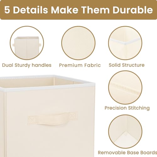 Criusia Storage Cubes, 11 Inch Clothes Storage Bins with Dual Handles (10 Pack), Fabric Collapsible Storage Bins for Shelves Closet, Cubby Organizer Bins for Clothing Toys Blanket Yarns (Beige) - color: Beige, size: 10 Pack - 11 inches