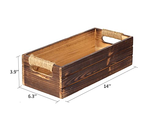 TIMRIS Rustic Wooden Box, Toilet Paper Holder, Farmhouse Bathroom Decor, Toilet Tank Basket, Decorative Storage Container (Rustic Brown) - color: Rustic Brown