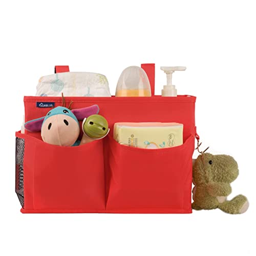 Surblue Caddy Hanging Organizer Bedside Storage Bag for Bunk and Hospital Beds, Red, Small - color: Red, size: Small