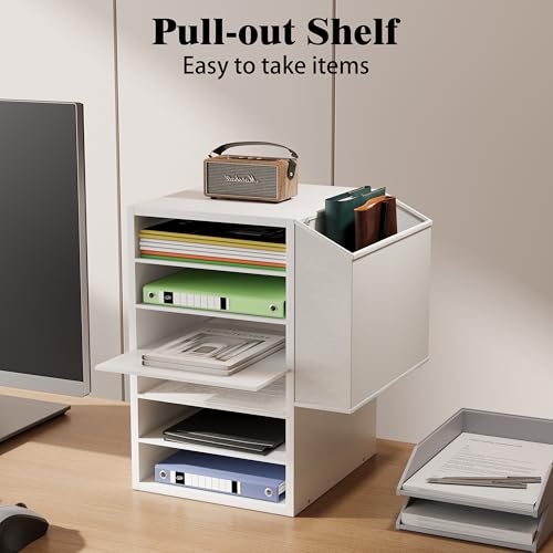 Unionly, 6 Tier Adjustable Countertop Mail Sorter, Mailboxes With Name Slots, Literature Organization Paper Storage Slot, Office Desk File Organizer, Wooden Desktop Mailbox for Classroom, White - color: White, size: 6 Slots