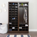 Prepac Elegant Brown Shoe Storage Cabinet, Space-Saving Solution with Cubbies for 36 Pairs, 13"D x 23.5" W x 72.5" H