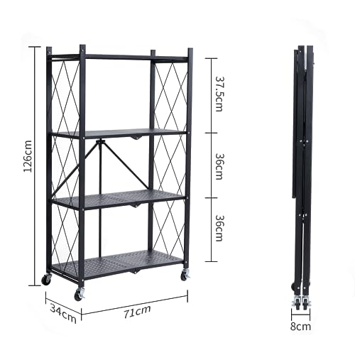 BRIAN & DANY Metal Storage Shelves - 4 Tier Shelving Unit, Folding Display Shelf Racks No Assembly for Vendors and Craft Shows, Black (2Pcs) - color: Black, size: 4-tier, 2Pcs