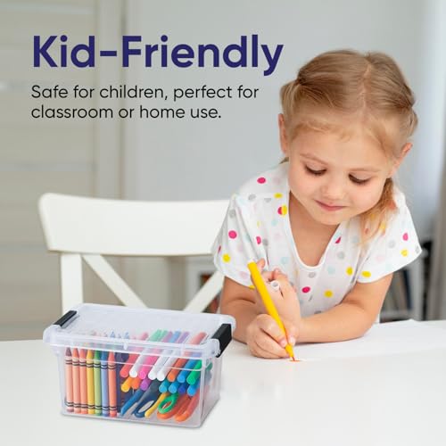 Superio Mini Storage Container Plastic Crayon Box Art Supplies and Sewing Case Stackable Clear Small Organizer for Beads, Stationery, Chalk, and Food, 1.05 Quart - size: 1.05 Quarts