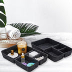 Welaxy 2-piece Junk Drawer Organizer bin 4 Compartments Office home dorm 2 dividers Felt Trays Drawers Multi-Purpose Storage (Charcoal x 2) - color: Charcoal