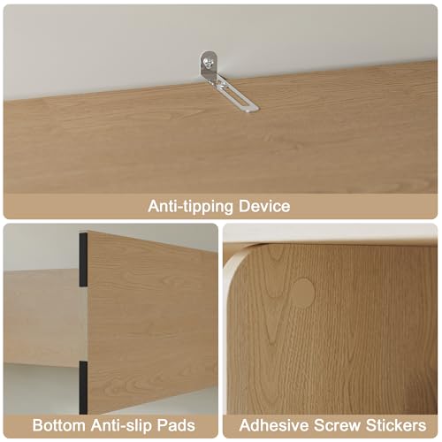 Wooden Desktop Bookshelf, 37" 3-Tier Rounded-Edge Desk Storage Organizer, Space-Saving Countertop Shelf for Office Dorm Home, Burlywood - color: Oak