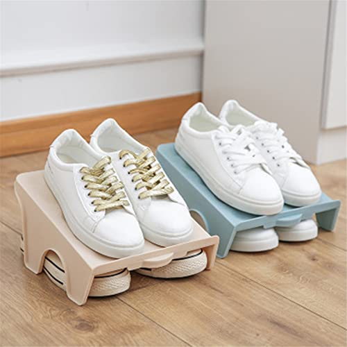 ASkinds 6 Pack Shoe Stacker Slots Space Saver, Double Layer Stack Shoe Racks, Increase Space by 200% Shoe Stackers for Home Closet Organization(Apricot)