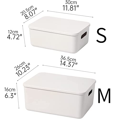 Yishyfier Plastic Storage Baskets With Lid Organizing Container Lidded Knit Storage Organizer Bins for Shelves Drawers Desktop Closet Playroom Classroom Office (M+2S, Light grey) - size: M+2S