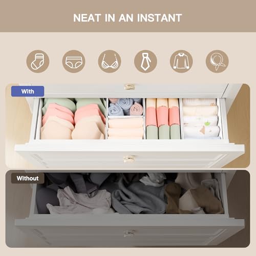 Criusia Drawer Organizer Clothes, 10 Pack Dresser Organizer for Baby Clothes, Underwear, Sock- Foldable Closet Organization and Storage Dividers Bins for Nursery, Bedroom (White) - color: White, size: 10PACK