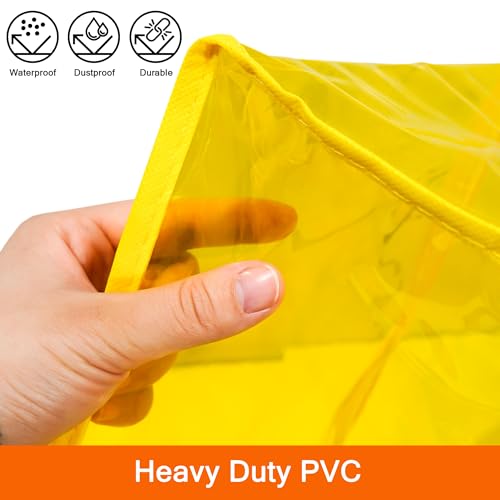 Vieshful 40L Yellow Clear Clothes Storage Bag Colorful Clothes Organizer with Zipper Vinyl Storage Bag for Comforter, Blanket, Bedding, Duvet, Transparent Moving Totes 3 Pack - color: Yellow-3 Pack, size: 40L