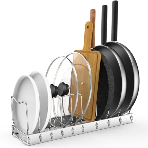 FLSEPAMB Pan Organizer - Adjustable Lid Organizer for Kitchen, Heavy Duty Pot Lid Organizer, Under Sink, Drawer, Pantry Storage - size: 1 Pack