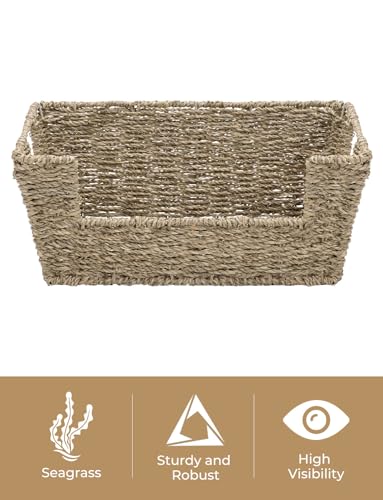 StorageWorks Wicker Storage Basket for Pantry Organizers and Storage, Stackable Seagrass Pantry Baskets for Shelves, 2-Pack - color: Natural(Seagrass), size: 13 ½"L x 10 ¾"W x 5"H
