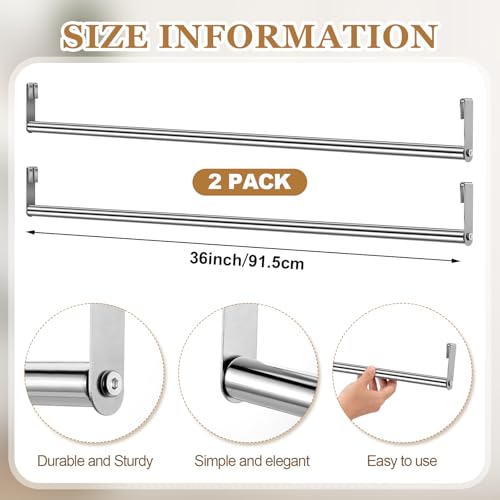 Threehoney 2 Pack Wire Shelving Garment Hanger Bar Wire Shelving Accessories Industrial Closet Clothes Rods for Home Retail Store(Silver,36 Inch) - color: Silver, size: 36 Inch