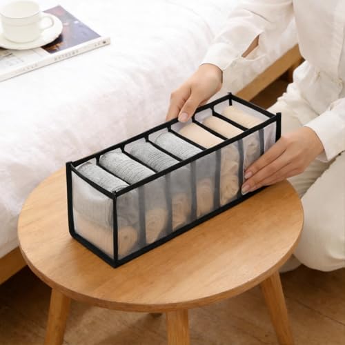 2 Pcs Underwear Storage Box Drawer Underwear Organizer Lingerie Organizer Compartment Storage Box for Wardrobe Drawer Use(Black) - color: Black-2pc