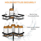 KEGII Corner Shower Caddy Tension Pole - Shower Tension Rod Organizer, Floor to Ceiling Shower Caddy 25-114.2 inch, Towel Rack Corner Waterproof, Black - style: Tension Caddy - Black