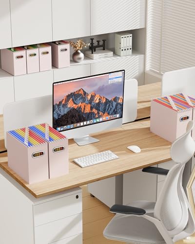 Oterri Cardboard File Organizer Box for Hanging File Folders Letter Size,File Box for Computer Desk,File Cabinet,Working Home,Office,Classroom (Light Pink, Letter Size - 2 Packs) - color: Light Pink, size: Letter Size - 2 Packs