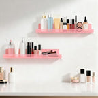 Dezzer 6 Pack Acrylic Shelves for Wall, 15" Acrylic Floating Shelves for Bathroom Bedroom, Invisible Bookshelf Wall Ledge Storage Shelf Books Perfume Toys Action Figure Display Shelves, Pink - style: 15 inch 6-pack Pink