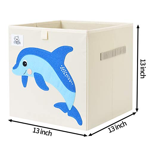 CLCROBD Foldable Animal Cube Storage Bins Fabric Toy Box/Chest/Organizer for Toddler/Kids Nursery, Playroom, 13 inch (Dolphine) - color: Dolphine