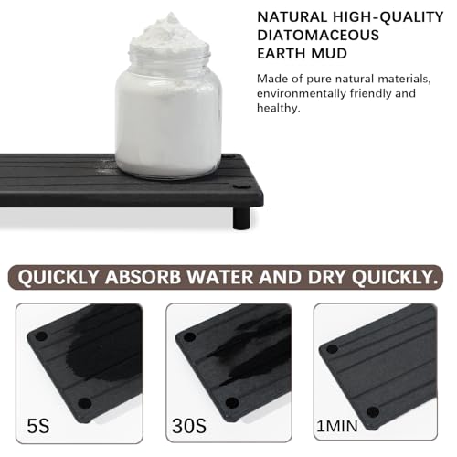 Quick Dry Sink Caddy Kitchen Sink Organizer, Water Absorbing Stone Tray for Sink, Stone Drying Tray, Diatomite Faucet Mat & Protector, Dispenser Sponge Holder, Stone Soap Tray for Bathroom Counter - color: Dark Gray Metal Foot Wave Large