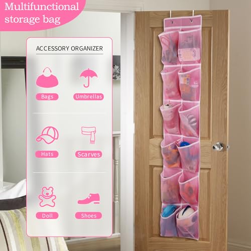 GOMAJI Over the Door 12 Pocket Hanging Shoe Organizer, Pink - color: Pink