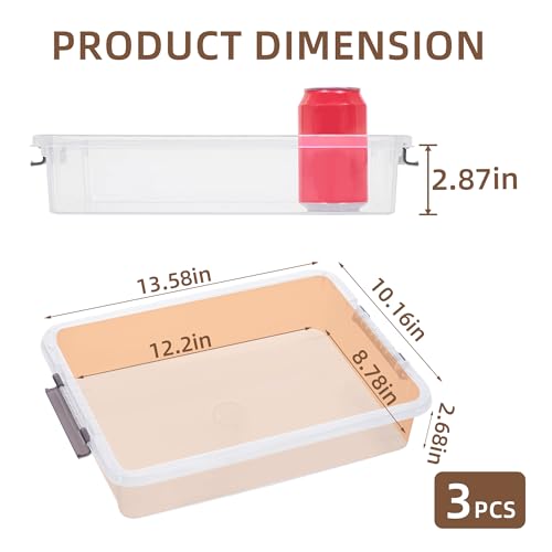 Citylife 3 PCS Plastic Storage Bins with Latching Lids Portable Project Case Clear File Box Stackable Storage Containers for Organizing A4 Paper, Photo, Document, Scrapbook - size: 5QT, style: 3 PCS