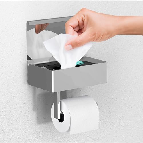 Day Moon™ - Toilet Paper Holder with Shelf - Modern Roll Holder for Bathroom - 1 Pack - Wall Mount - with Storage, Polished Chrome - color: Polished Chrome, size: Storage 1 Pack