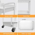 3 Tier Rolling Utility Cart with Handle,REBECAT Utility Cart Made of Multifunctional Storage Organizer Tool for Kitchen,Bathroom,Living Room,Office(White) - color: White