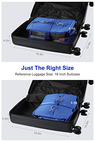 ELEZAY Hanging Packing Cubes Portable Closet 3-Shelf Travel Collapsible Compression Garment Organizer for Carry-on Luggage Suitcase Space Saver Bag X-Large_12*10 * 24 in, Blue - color: Blue, size: X-Large_12*10*24 IN