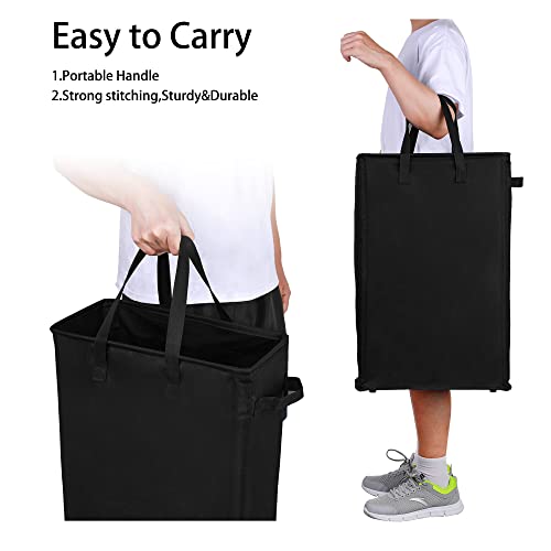 Odonata Slim Laundry Hamper Handles Collapsible Laundry Basket Thin Dirty Clothes Basket Narrow Laundry Bag Foldable Dirty Hamper 45L (Black) - color: Black