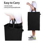 Odonata Slim Laundry Hamper Handles Collapsible Laundry Basket Thin Dirty Clothes Basket Narrow Laundry Bag Foldable Dirty Hamper 45L (Black) - color: Black