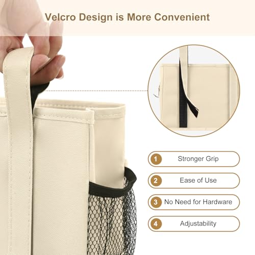 Surblue Bedside Caddy Hanging Organizer Storage Bag Pocket for Bunk, Hospital, College Dorm Rooms, Baby Bed Rails, Camp - 8 Pockets, Large, Beige - color: Beige, size: Small