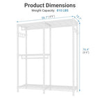 VIPEK V4 Garment Rack for Hanging Clothes, Portable Wardrobe Freestanding Closet Organizer, Heavy Duty Clothes Rack Metal Clothing Rack with 3 Hanging Rods & 2 Side Hooks, Max Load 810lbs, White - color: White, style: V4
