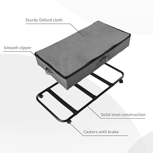 Frassie Under Bed Storage Containers with Wheels Under bed Shoe Storage Organizer Drawer with Metal Zipper (Grey)