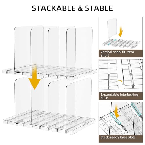 Bag & Purse Organizer for Closet Stackable Acrylic Shelf Dividers for Closet Organization, Clear Handbag Purse Storage Organizer Divider, Keep Clutch, Wallet, Pocketbook Upright, 2 Pack - size: 2 Set