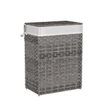 SONGMICS Laundry Hamper with Lid, 23.8 Gallon (90 L) Synthetic Rattan Clothes Laundry Basket with Lid and Handles, Foldable, Removable Liner, Dove Gray ULCB51WG - color: Dove Gray, size: 90 L