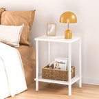 YUFAM End Table,Small Side Table,2-Tier Nightstand with Storage Shelf,Sofa Bedside Table for Small Spaces in Living Room,Bedroom, Office,Stable Frame,Easy Assembly,White - color: White, style: 2pcs No Plug