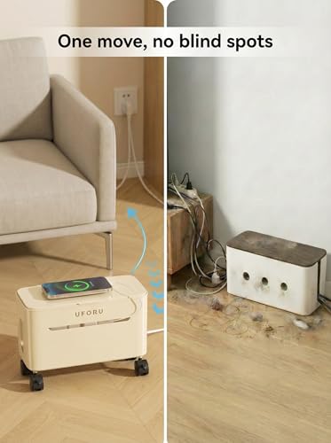 2-Tier Rolling Cable Management Box with Wheels (Large) – Mobile Power Strip Hider & Cord Organizer – Under Desk Wire Concealer & Charging Station Organizer – Baby & Pet Proof Safety (Cream White) - color: Cream White