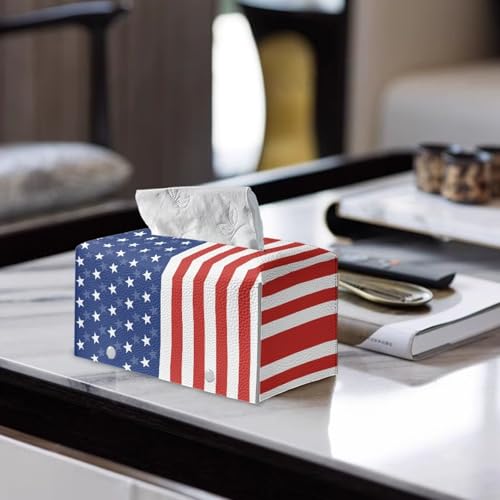 America 250 Print Tissue Box Cover, Rectangle Leather Tissue Cover Waterproof Tissues Holder Decorative Organizer with Fashion Prints Home Decor Items - color: America 250 Print 02