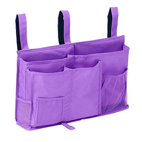 Bunk Bed Organizer - Bedside Storage Caddy with Pocket, Hanging Organizer for Camp, Dorm, Room, Hospital Bed Rail and More (Purple) - color: Purple