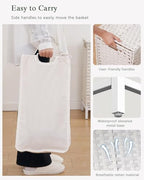 SETVSON Laundry Hamper with Lid 132 L, (35 Gallons) Clothes Hamper with Lid, Handwoven Rattan Laundry Hamper with Metal Heightened Feet, Laundry Hampers with 3 Removable Liner Bags for Laundry-White - color: Cloud White, size: 132 L - 35 gal